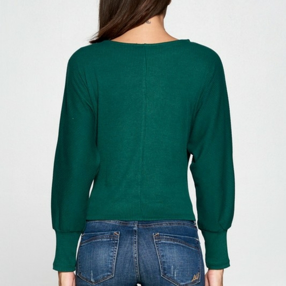 ✨SOLD✨Chocolate USA Women's Green Waist Lace Knit Long Sleeve Top Size Small - Picture 13 of 15